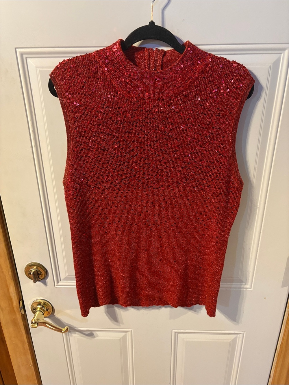 Investments High Neck Shiny All Over Sleeveless Stretchy Top X Large